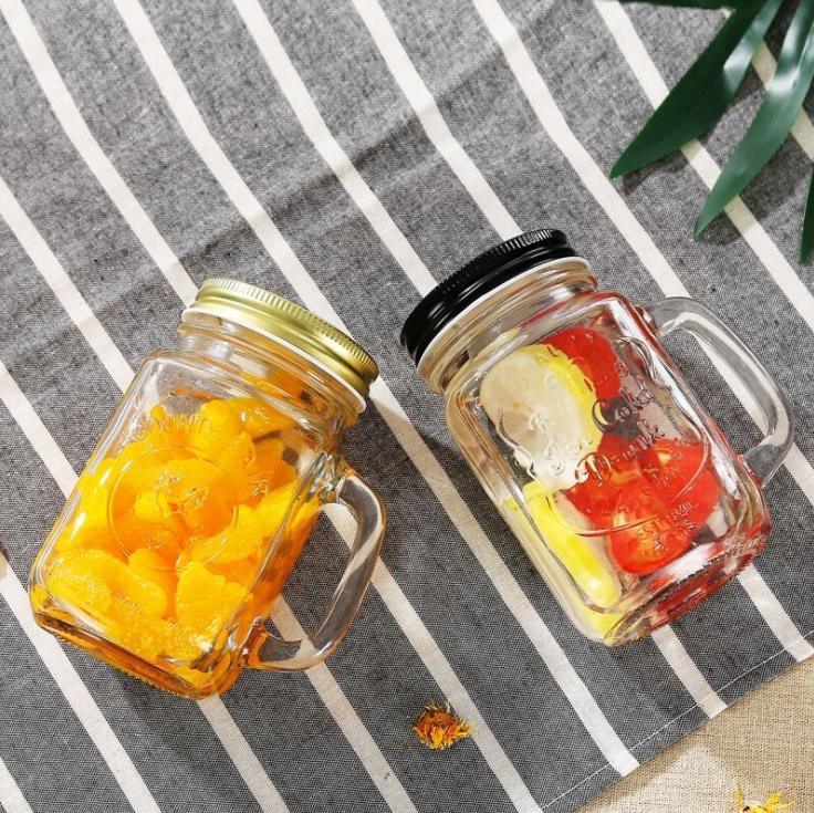 Wholesale Transparent 600ml Mason Jar Mugs Fruit Beverage Mason Jar Cups