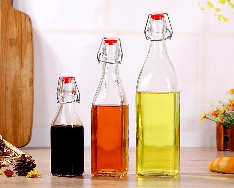 Marasca Glass Olive Oil Bottle with Flip Top Clip Lid