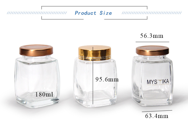 180ml Transparent High White Glass Honey Jar with Metal Lids