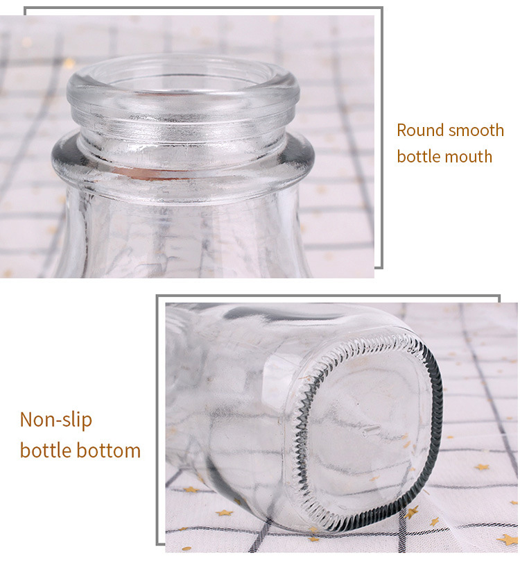 Transparent Glass Milk Bottles with Lid