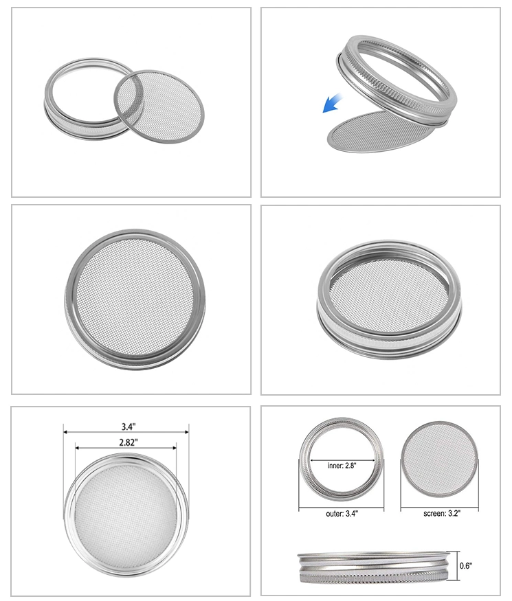 Food Material SS304 Sprouting Lid for Regular Mouth Mason Jars