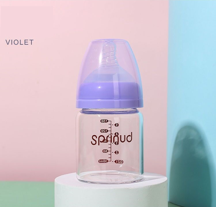 Transparent Wide Neck Borosilicate Glass Baby Milk Bottle