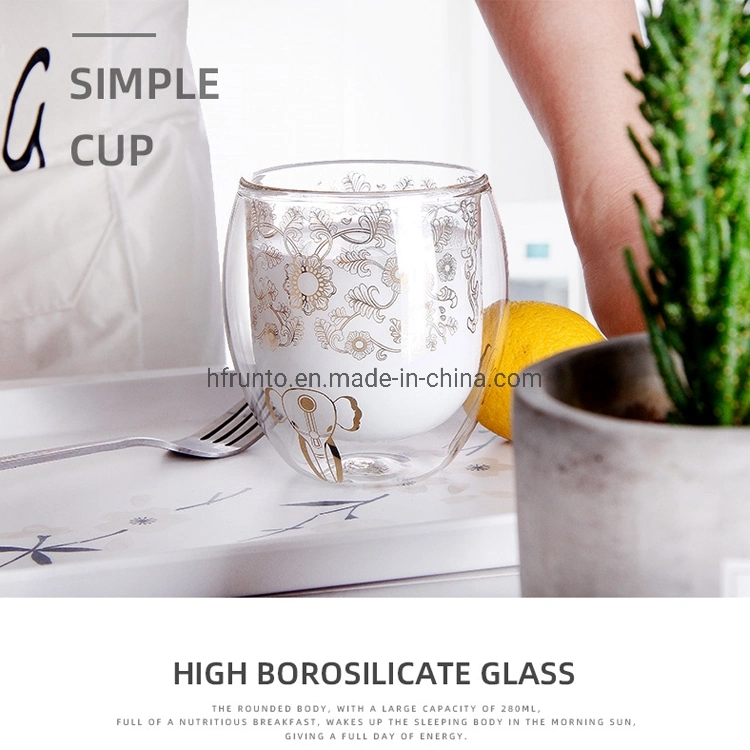 Hot Selling Double-Wall Glass Water Mug Borosilicate Glass Milk Cup Custom Advertising Cup