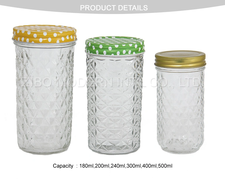 Wide Mouth Glass Mason Jar with Metal Lid Storage Jar