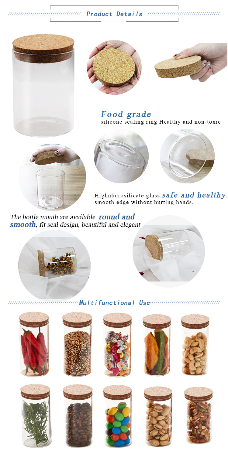 Glass Containers Stackable Glass Jar with Bamboo Lid for Kitchen Storage