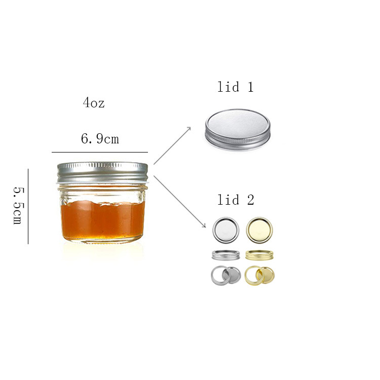 Honey Food Mason Jar Jam Jar with Screw Lids Wide Mouth