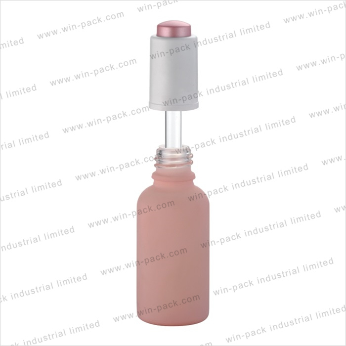 30ml Frosted Cosmetic Glass Dropper Lotion Bottles with Shiny White Button Cap