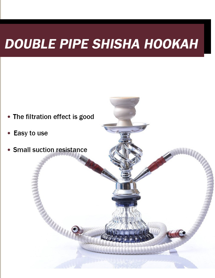Glass Water Pipe Double Pipe Water Bottle for Shisha