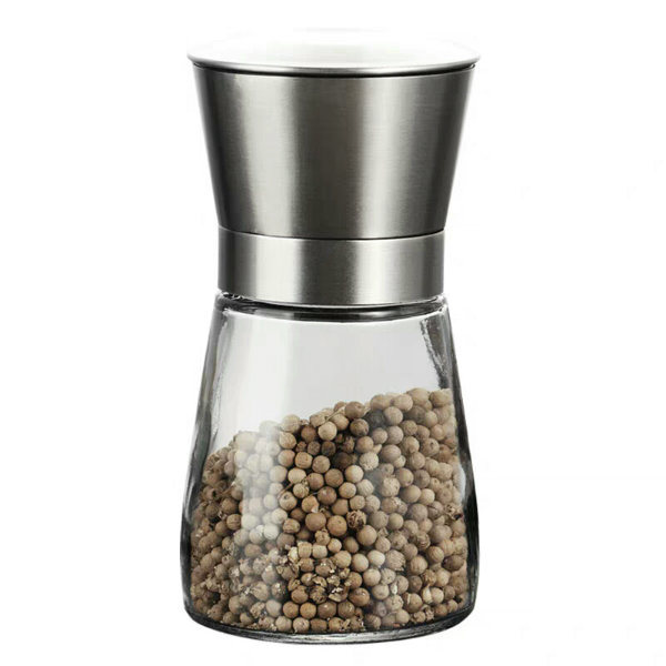 180ml Glass Spice Bottles with Stainless Steel Grinder Lid