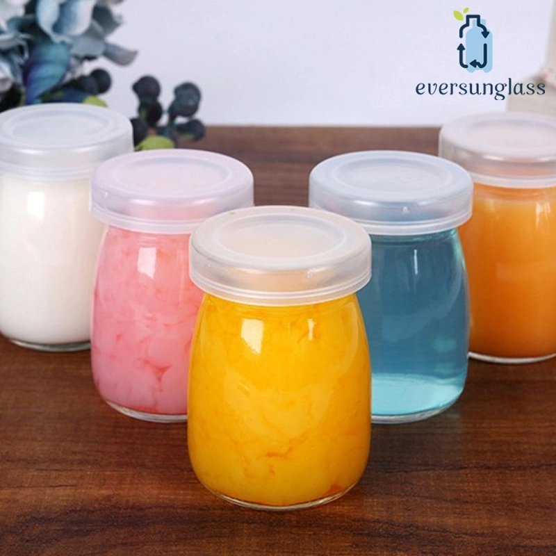 250mlpudding Jar Honey Jar Yogurt Glass Jar with Plastic Lid