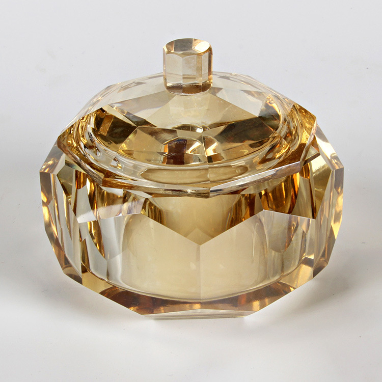 European fashion Round Crystal Candy Glass Jar with Glass Lid