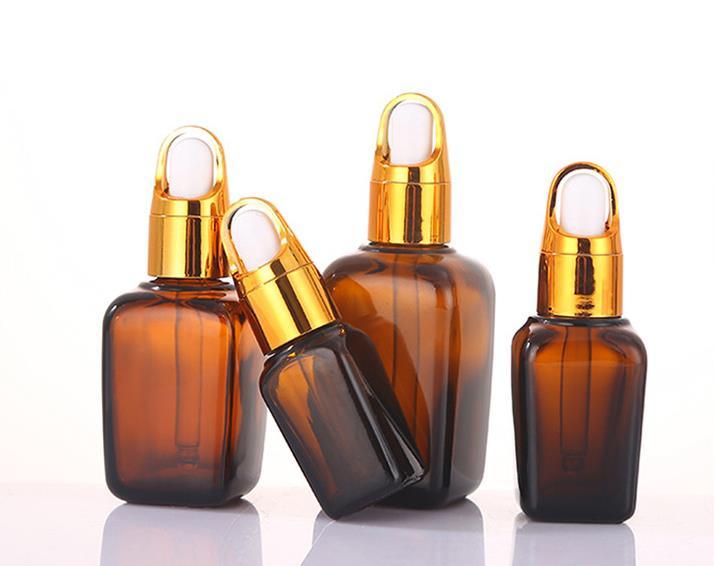 20ml 30ml 50ml Amber Square Essential Oil Dropper Bottle