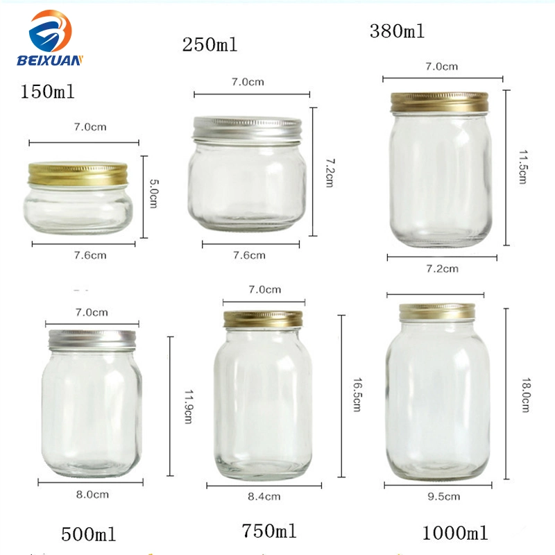 Lead-Free 250ml Transparent Round Bottom Mason Glass Jam Jars Glass Honet Jar