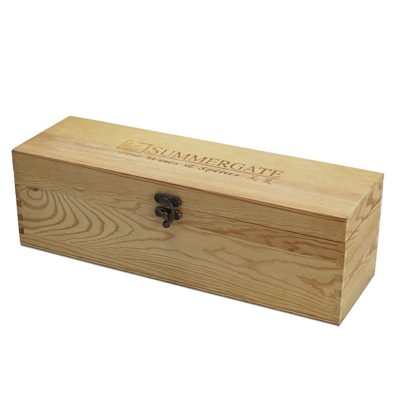 Square Clamshell Single Bottle Wooden Wine Packaging Box Wooden Wine Box