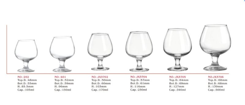 Factory Supply Glass Wine Cup/Goblet/Snifter Glass Volume From 105-500ml