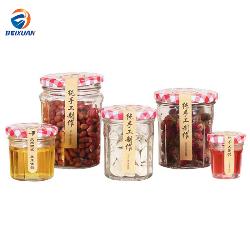 250ml Wholesale Customized Bonne Maman Hexagonal Honey Food Storage Glass Jar