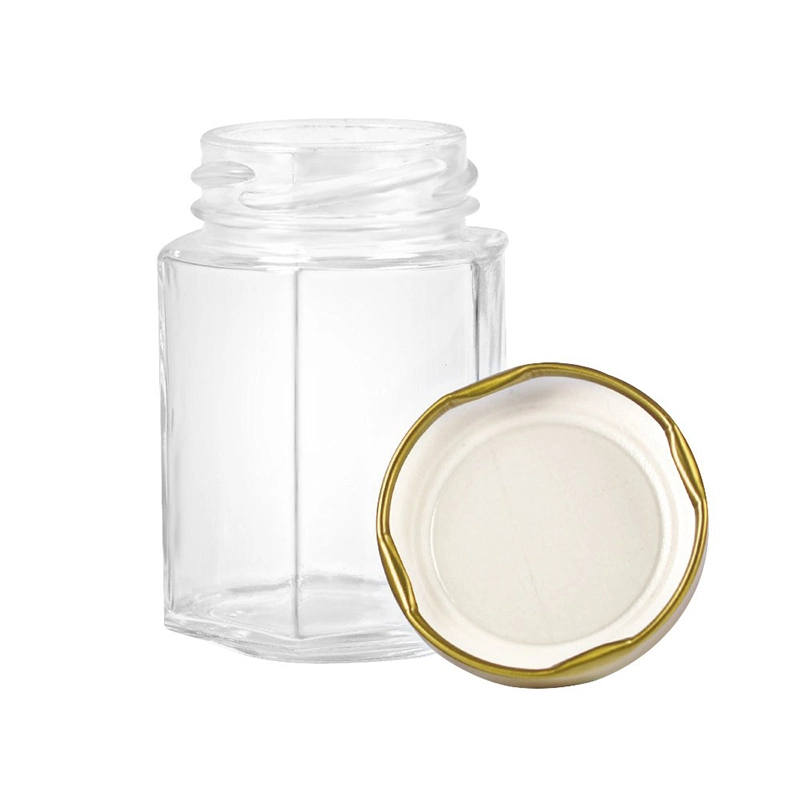 Hexagonal Honey Packaging Glass Jars with Twist Lid 380ml