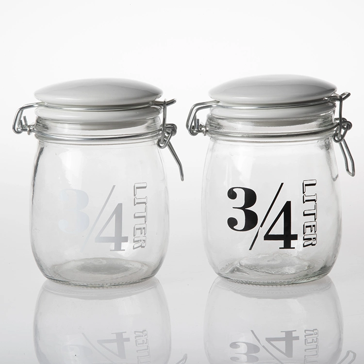 New Selling Transparent Glass Preserving Storage Jar Round Glass Food Jar Cookie Candy Containers with Ceramic Lid