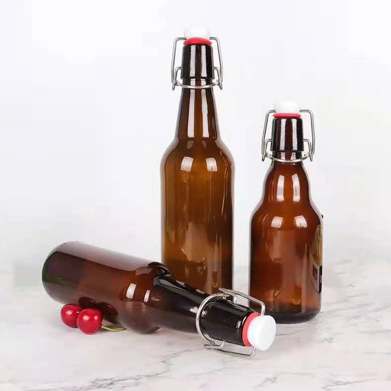 Wholesale Empty 330ml 500ml 750ml 1000ml Amber Swing Top Beer Brewing Glass Bottle Beverage Drinking Bottles