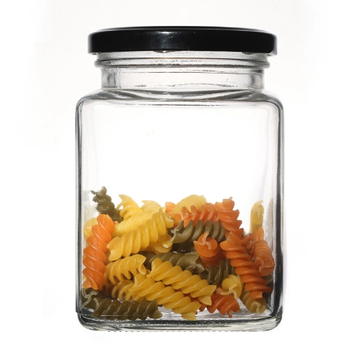 Glass Jar Suppliers Empty Square Metal Lids Airtight 100ml 280ml 380ml 500ml Glass Jars in Bulk