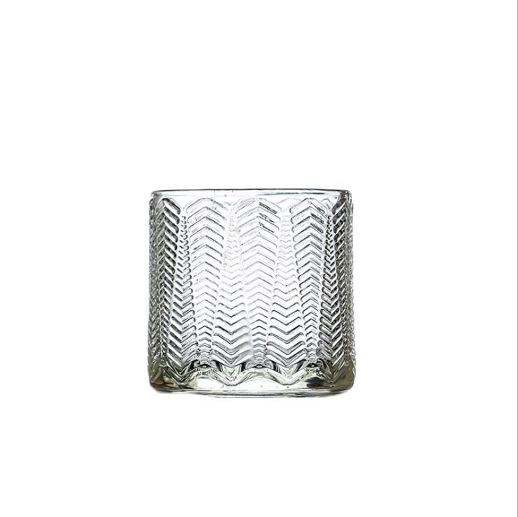 Luxury Embossed Glass Candle Jar High Quality Glass Tealight