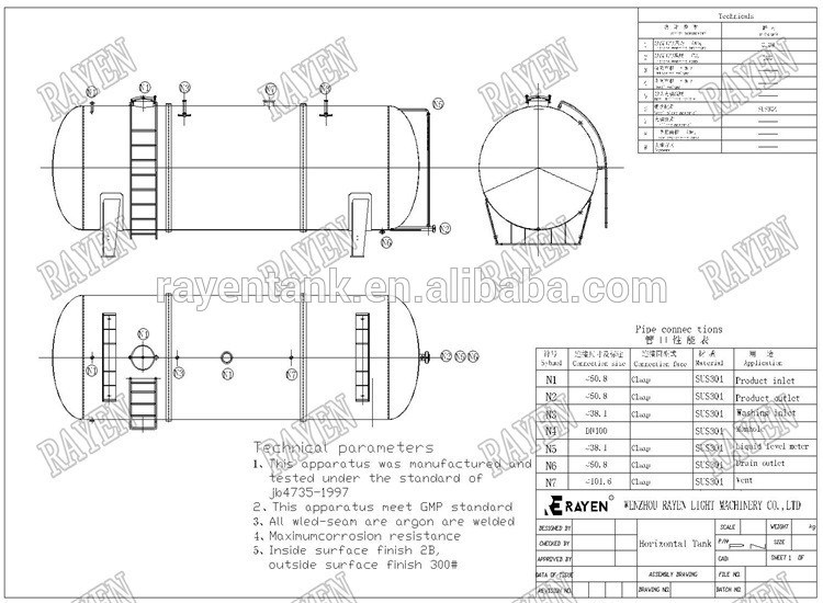 China Methanol Storage Tank Stainless Steel Horizontal Storage Tank