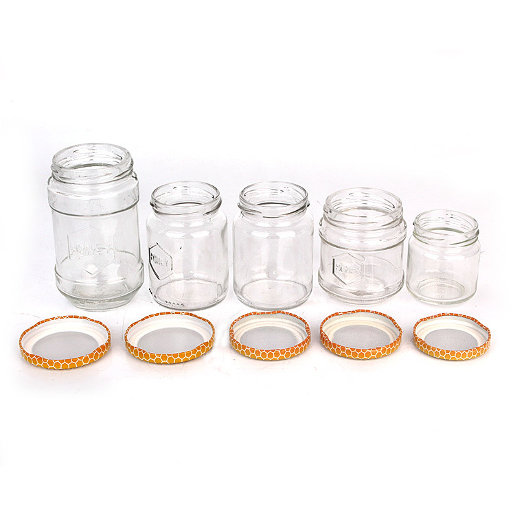 Wholesale 100ml 165ml 300ml 580ml Round Honey Jam Glass Bottles with Metal Screw Lid