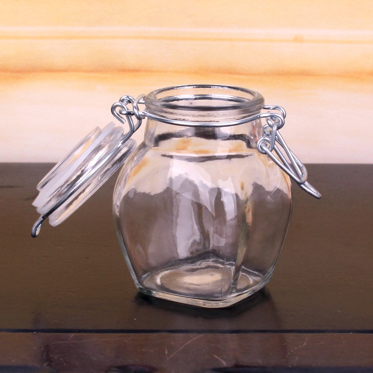 Hot Sell 4oz 6oz Round Shape Empty Glass Storage Jar with Airtight Clip Lid