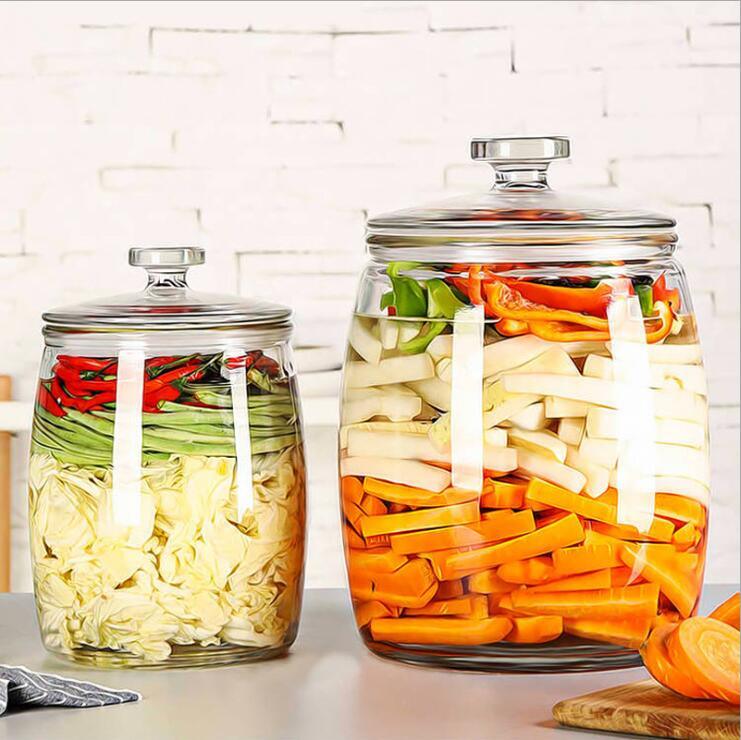 High Quality Glass Food Jars Clear Storage Canister with Airtight Lid Kitchen Containers