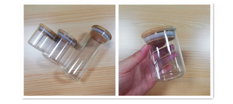 Empty Clear Glass Bottles Refillable Glass Container with Bamboo Lids