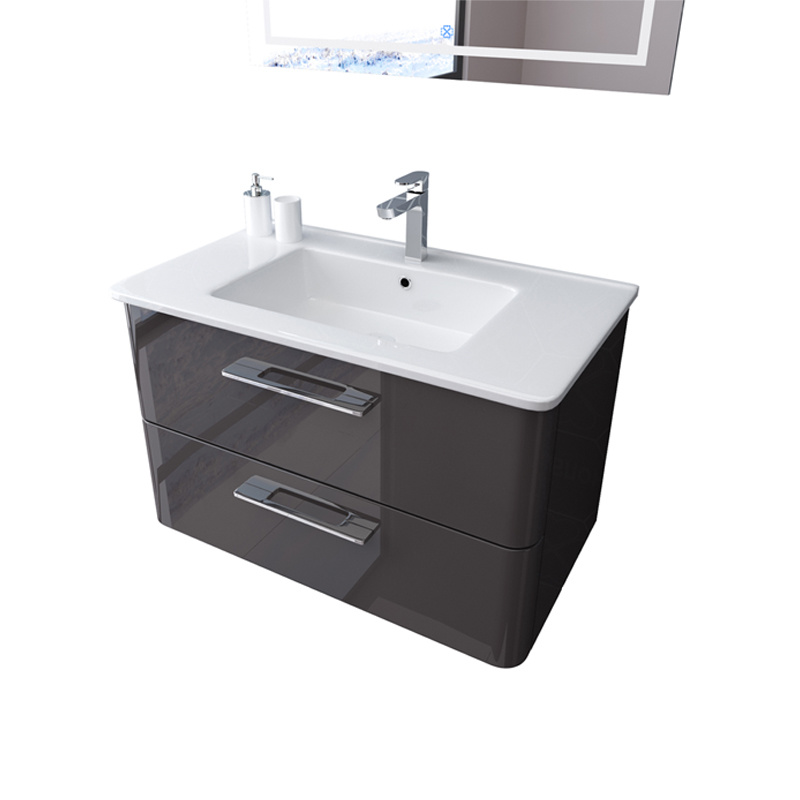 Modern Unique Light Grey Bathroom Cabinet with Single Sink