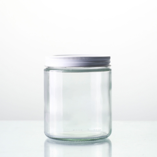 Hot-Selling Customization Glass Straight Sided Mason Canning Jars with Gold Metal Lids