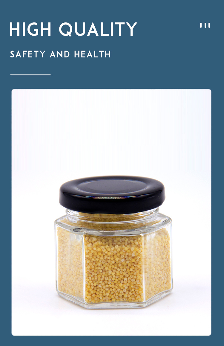 in Stock 100ml Mini Clear Glass Jar Hexagonal Jar for Honey/Jam/Pickle Packing