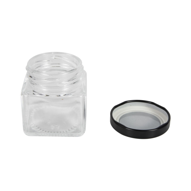 Square Glass Honey Jam Jar with Tin Plate Cap