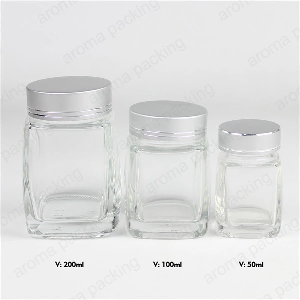 2oz 3oz 6oz Square Glass Mason Jar Clear Jam Jar with Lids