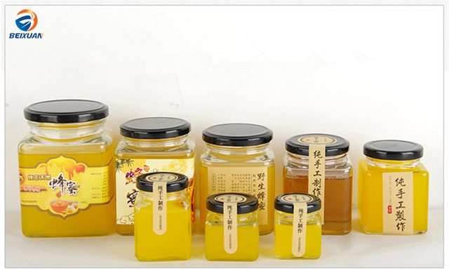 Hot Sale 500ml Transparent Glass Food Honey Bottle Jar Spice Jar with Cover