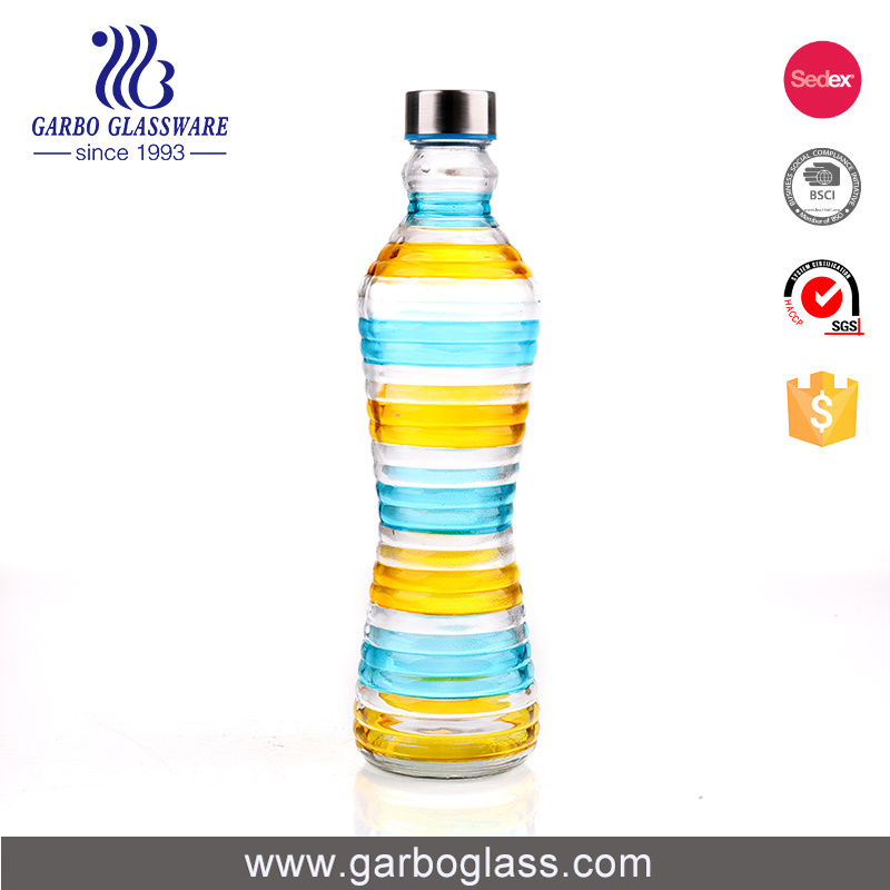 Factory Spray Rainbow Color Storage Glass Bottles with Lid (GB46201000F-JP1)