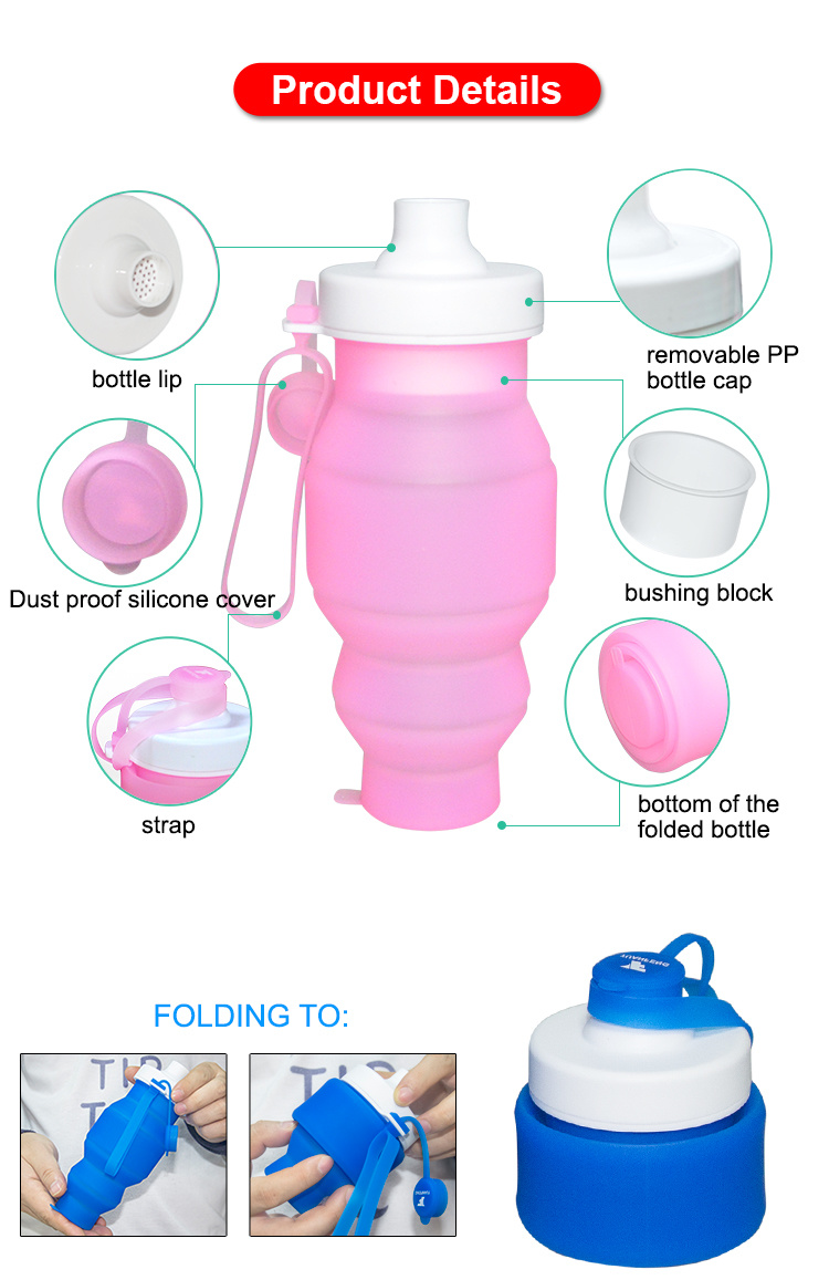 Foldable Drinking Water Bottle, Customized Collapsible Sport Water Bottle