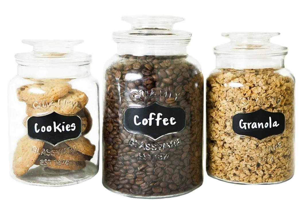 High Quality Transparent Glass Jars with Sealed Lid for Coffee Storage