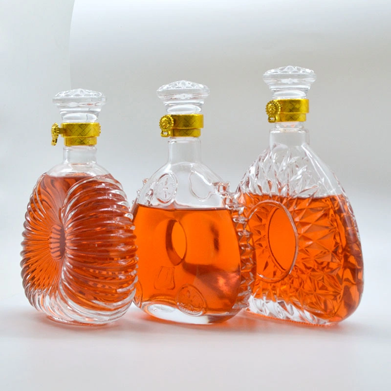 Free Samples Glass Liquor Bottle 500ml 750ml Gin Liquor Bottle with Round Shape in Stock