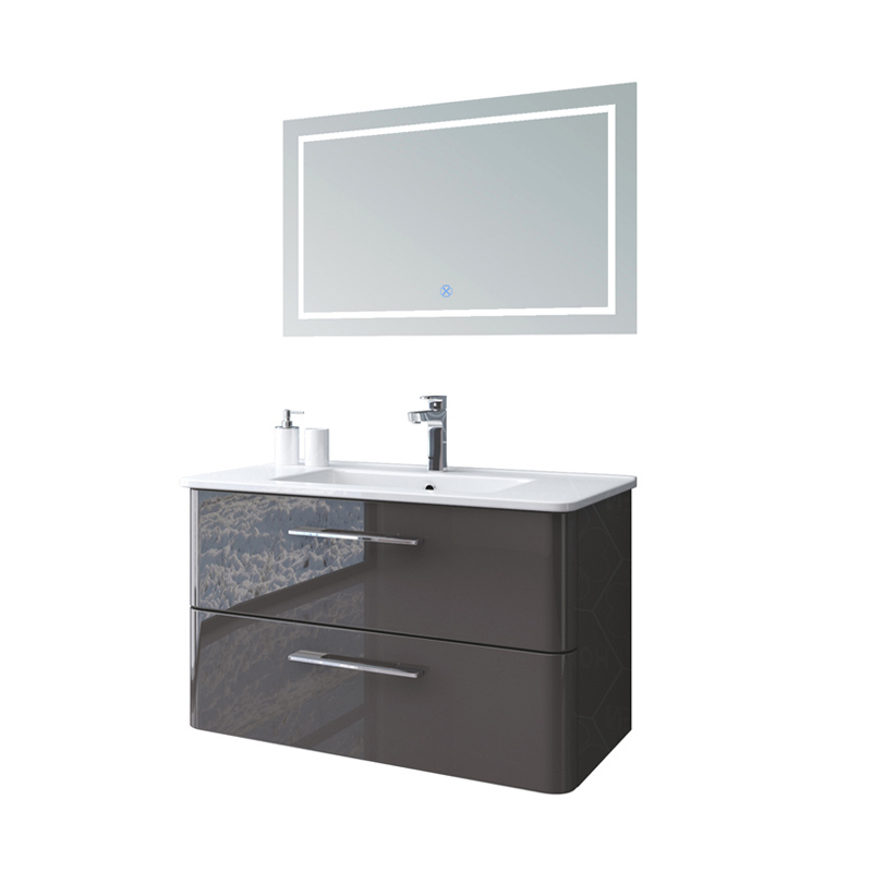 Modern Unique Light Grey Bathroom Cabinet with Single Sink