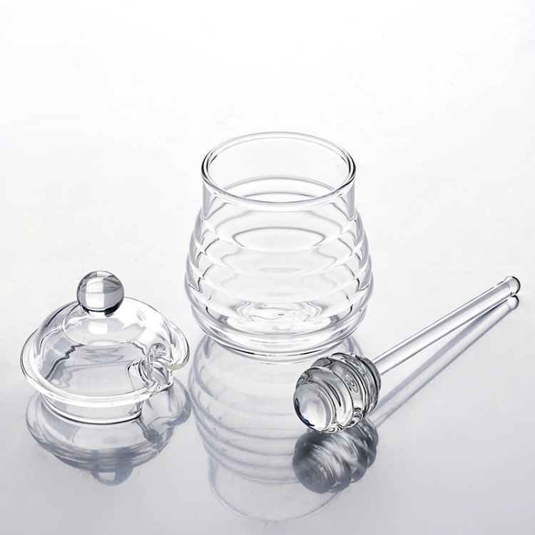 300ml Borosilicate Glass Kitchen Honey Storage Jar with Glass Honey Stick