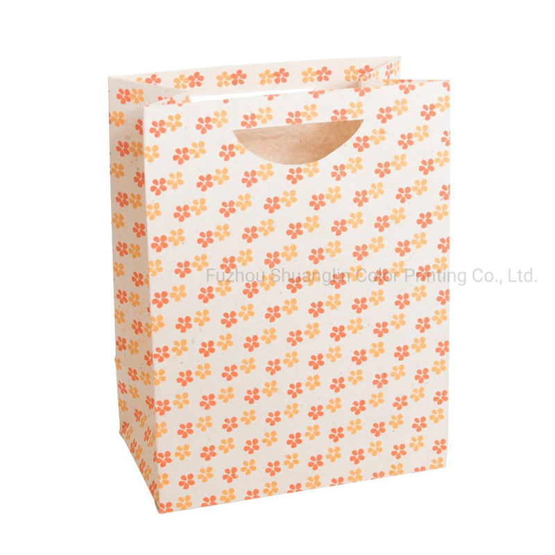 Coated Printed Versatile Handmade Paper Bag with Diecut Hole Handle