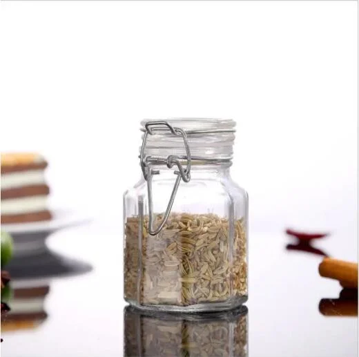 Food Packaging Toq Quality Round Shape Glass Spice Jars with Airtight Ss Clip Lids