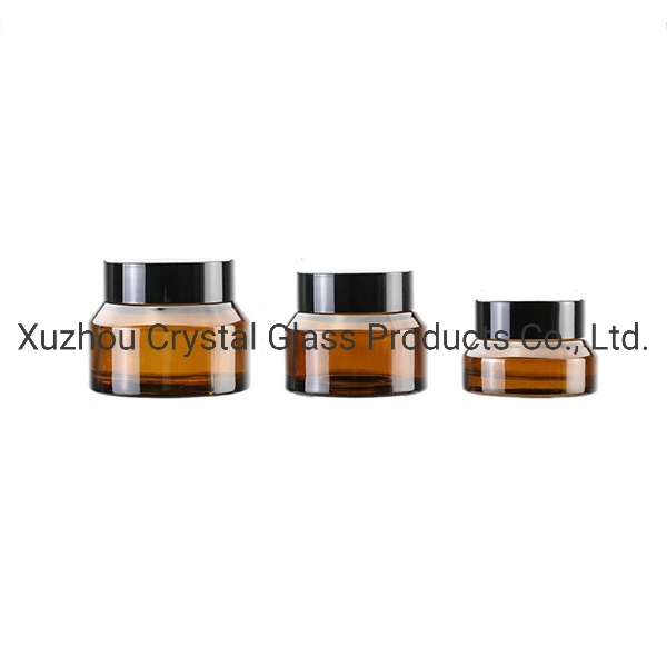20g 30g 50g Amber Cosmetic Recycled Glass Jar with Plastic Lid