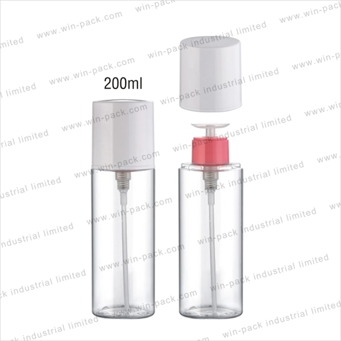 200 Ml Empty Clear Cosmetic Plastic Bottle with Pump and Cap Packaging