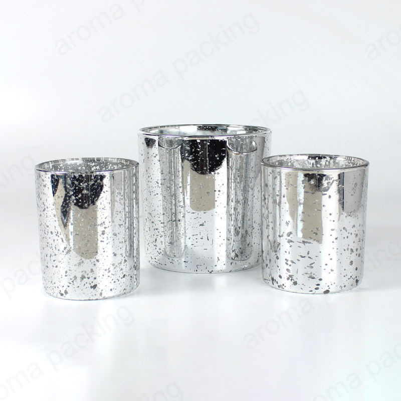 Luxury Sparkling Silver Glass Candle Jars for Candle Making