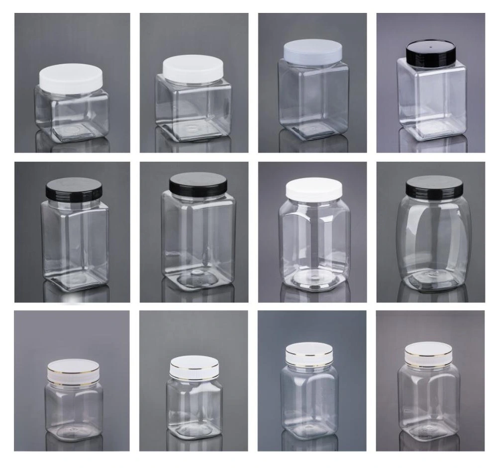 Best Selling Plastic Pet Jar Transparent Round Food Storage Jar with Aluminum Lid