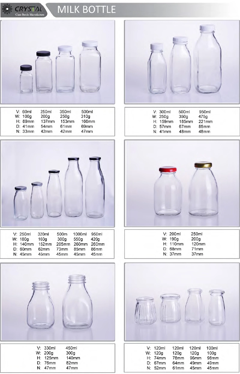 500ml Fresh Milk Bottle Milk Glass Bottle with Lug Lid