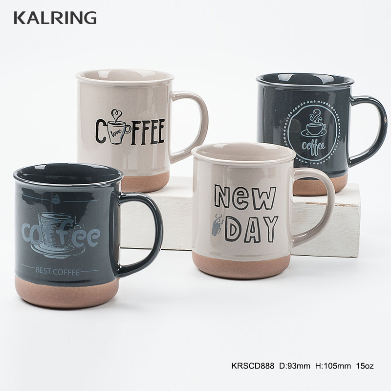 Ceramic Mug with Stoneware Material with Colofru Glaze with Special Bottom with Coffee Design